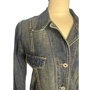 Guess Womens Denim Trench Coat Size L Vintage USA Made